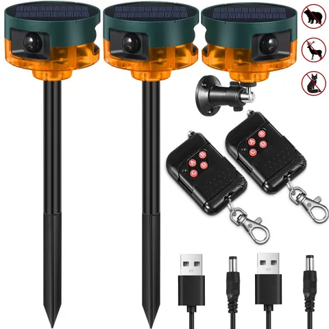 Qualirey 2 Pack Solar Outdoor Motion Sensor Alarm-Dog Alarm Sound, Yellow