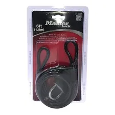 Master Lock 614DAT Braided Steel Loop End Cable 6 ft. with Solid Brass Padlock