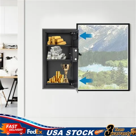 Fireproof Hidden Lock Wall Safe With Keys Cash Jewelry Superior Home Security