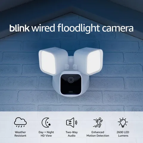 Wired Floodlight Camera, Smart Security Camera, 2600 Lumens, HD Live View, Enhan