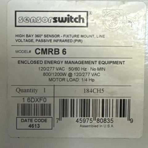 SENSOR SWITCH CMRB-6 HIGH BAY 360 SENSOR PIR 208/240 VAC