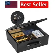 Portable Fireproof Safe Box, Metal Security with Carrying Handle - 13.2x11x4 in
