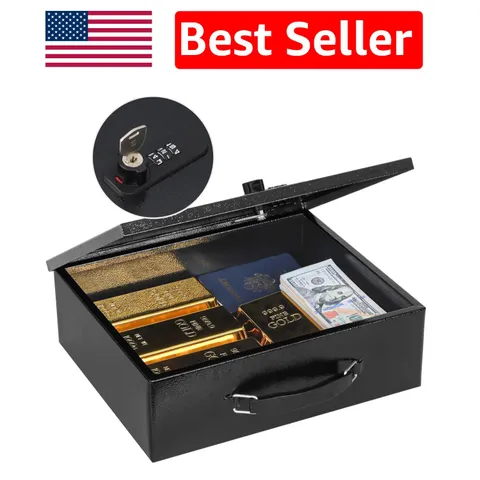 Portable Fireproof Safe Box, Metal Security with Carrying Handle - 13.2x11x4 in