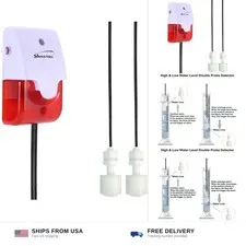 High / Low Water Level Sensor Detector Alarm 120 dB Red Strobe Siren, Adjusta...