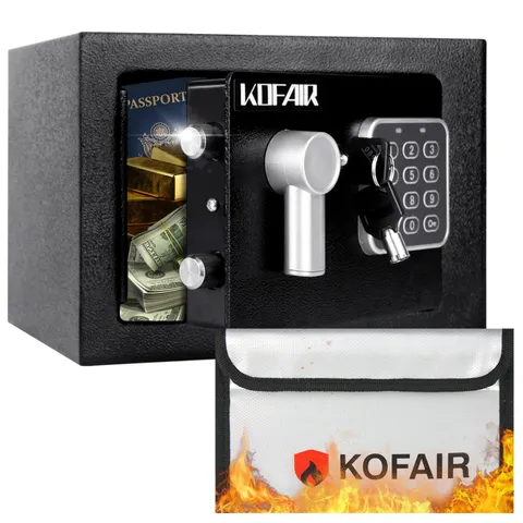 Fireproof Home Safe Box 0.23 Cu Ft Digital Money Cash Security Lock Box with Key