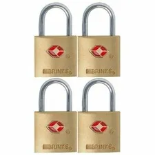 BRINKS TSA SOLID BRASS TRAVEL PADLOCK 4 PACK *DISTRESSED PKG