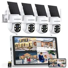 Solar Security Cameras Wireless Outdoor, 4MP FHD Battery Powered Home Securit...