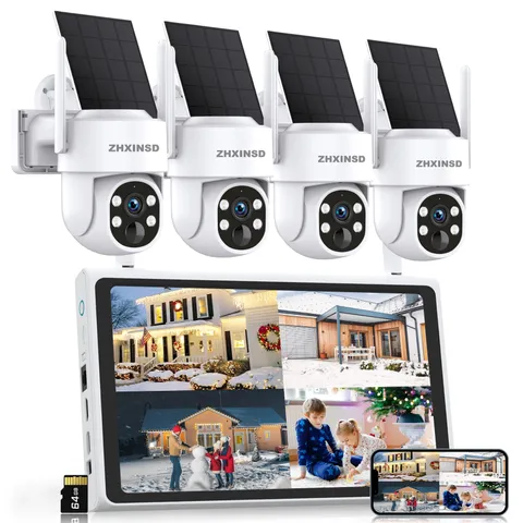 Solar Security Cameras Wireless Outdoor, 4MP FHD Battery Powered Home Securit...