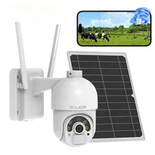 4G LTE Cellular Security Camera Outdoor, No WiFi Solar Powered Camera, Pan Ti...