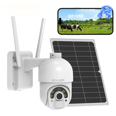 4G LTE Cellular Security Camera Outdoor, No WiFi Solar Powered Camera, Pan Ti...