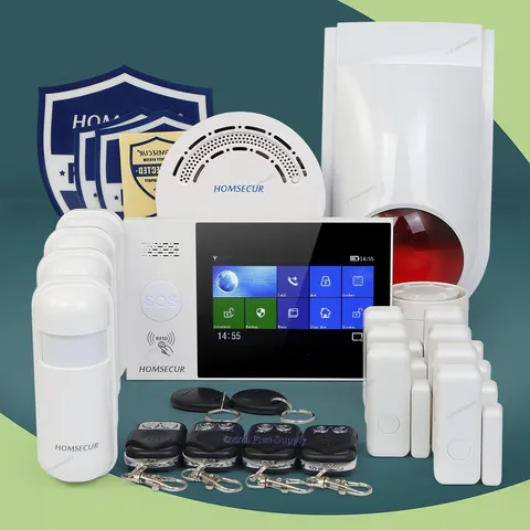 HOMSECUR Wireless WIFI 4G LCD Home House Alarm System with Wireless Flash Siren