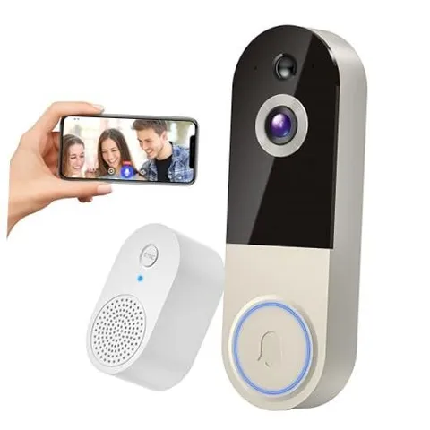 1080p Wireless Doorbell Camera with Receiver, AI Human Detection, 2-Way Audio,