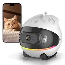 NanoPaw Pet Camera Robot with Cat Teaser: Battery-Operated, Movable with Phon...