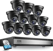 ZOSI H.265+ 16 Channel 1080P HD Surveillance CCTV DVR Security Camera System 2TB
