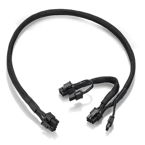 OwlTree Braided ATX PSU 8 Pin Male to Dual 8 6+2 75 centimeters, Black 