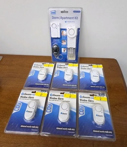 New - Set of 6 each - Swann Wireless Window Sensor Alarm Loud Siren - SW351-WSA