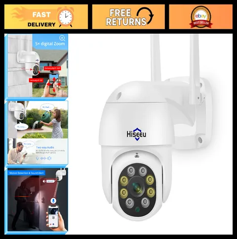 3MP Wireless Outdoor Security Camera, WiFi 24/7 Surveillance, Night Vision, Moti