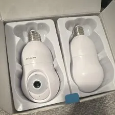 LaView L2 2K Bulb Camera 2-Pack Wi-Fi Alexa Motion 2-Way Audio White