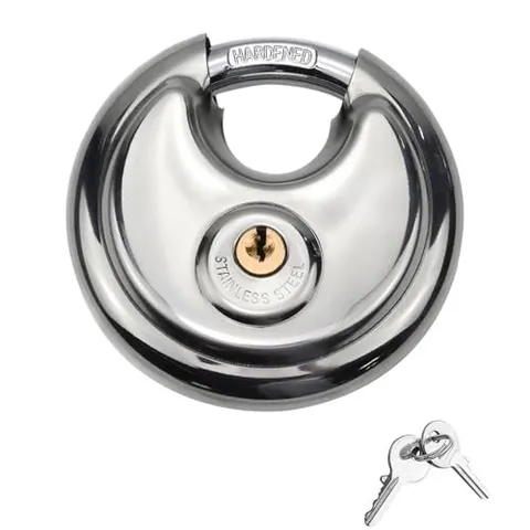 Disc Padlock with Key, Storage Unit Lock, Discus Padlock Heavy Duty Round 
