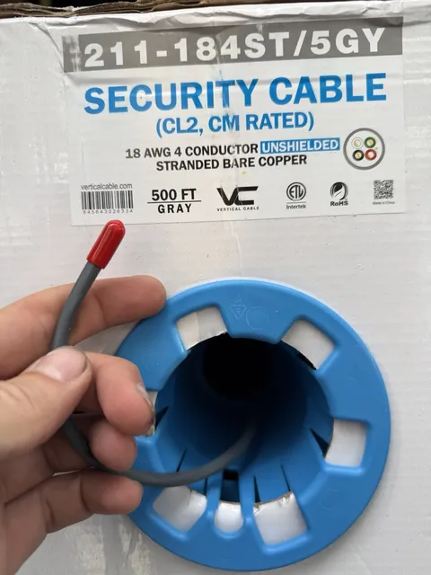 Security Cable 18 AWG 4-Conductor Gray 500 ft