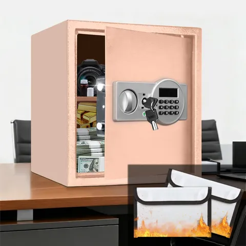 1.5 CuFt Khaki Security Safe Box for Home Jewelry Cash Fireproof Waterproof