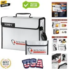 Large Fireproof Bag 5200℉ Heat Insulated 15 x 12 x 5 inches, Fireproof Docume...