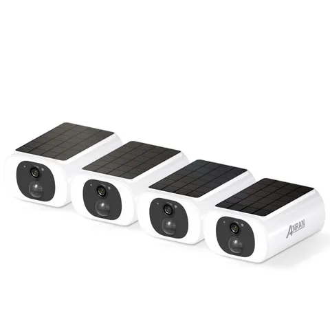 Solar Security Cameras Wireless Outdoor Built-in Solar Panel, 4 Pack