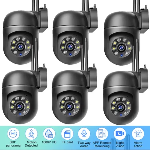 6 Camaras De Seguridad 5G Exterior 1080P Inalambrica Con Vision Nocturna Video