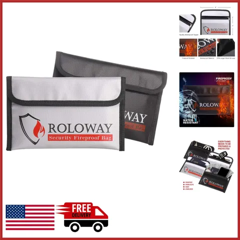 Non-Itchy Fireproof Bag 5x8 inches for Valuables, Cash, Passport - 2-Pack