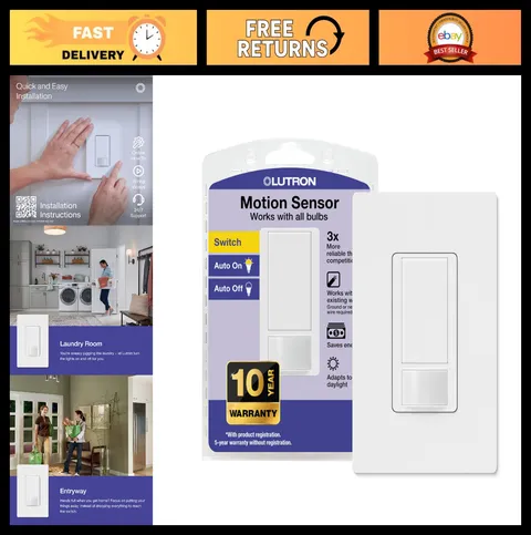 Motion Sensor Light Switch & Wallplate, 2 Amp Single Pole, Compatible with All B