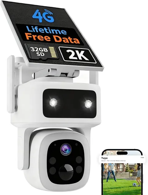 4G LTE Solar Cellular Security Camera Outdoor, LIFETIME FREE DATA! Free Shiping!