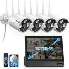 (2026 New) Wireless Security Camera System, 10CH 10'' IPS Monitor NVR with 4 ...
