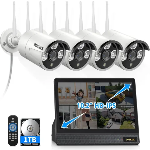 (2026 New) Wireless Security Camera System, 10CH 10'' IPS Monitor NVR with 4 ...