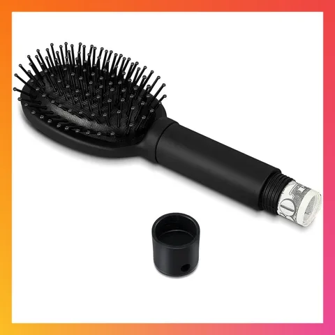 Black Secret Stash Storage Hair Brush Hidden Safe Money Cash Key Jewelry Travel