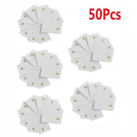 50Pcs ISO7816 Contact SLE 4442 Chip PVC Smart White IC Cards For Rental d