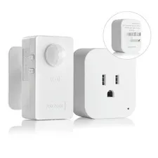 Wireless Motion Sensor Plug Kits,No-Wire Mini PIR Sensor Switch Control Plug to