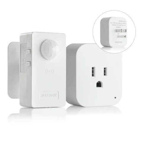 Wireless Motion Sensor Plug Kits,No-Wire Mini PIR Sensor Switch Control Plug to