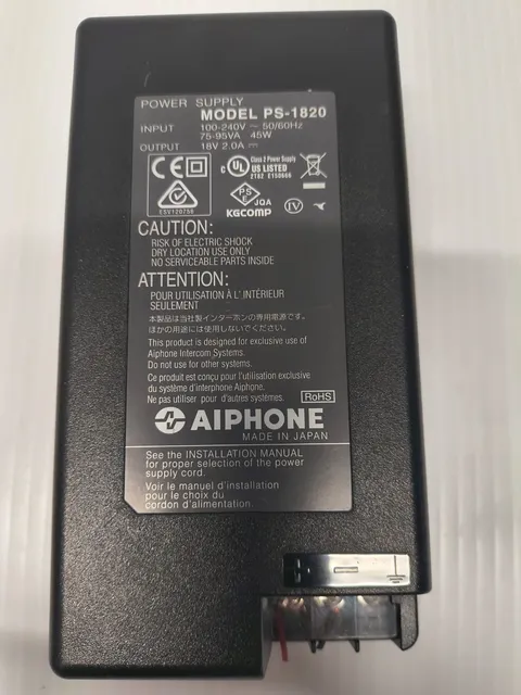 Aiphone PS-1820 45W 18V 2.0 Amp Power Supply NO CORD FREE SHIPPING