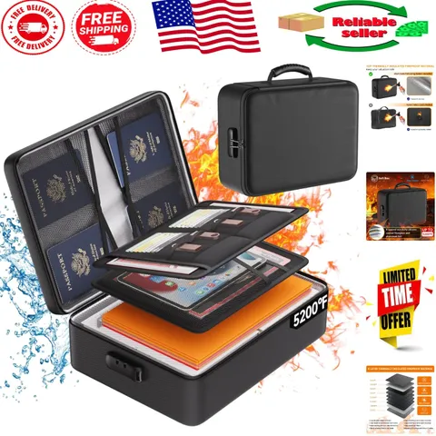 8-Layer Fireproof and Water-Resistant Document Organizer with Combination Lock