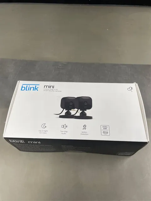 Blink Mini - Compact indoor plug-in smart security camera, 1080p HD video, night