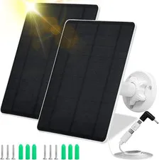 2 Pack 5W Solar Panel for Security Camera IP65 Waterproof 360° Adjustable Mount