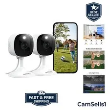2K Cameras for Home Security, Indoor/Outdoor, Full Color, C1 2Pack | 2.4G Wir...