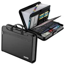 Accordion File Organizer with Combination Black-transparent Sleeves