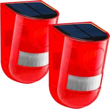 2 Solar Sound and Light Alarm Motion Sensor, Wall Mounted Outdoor & Farm Motion