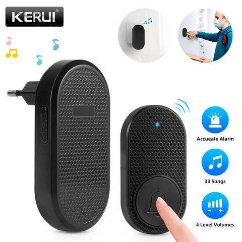 Waterproof Wireless Doorbell Chime & Plugin Receiver Kit 500Ft Range Home Black