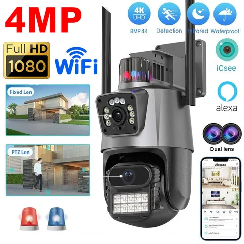 4x Camara De Seguridad 1080P Wifi Para Casa Exterior Con Vision Nocturna Y Audio