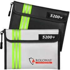2 PCS Fireproof Bag 9.6x6.6 Inch 5200 Heat Insulated Reflective Strip Money