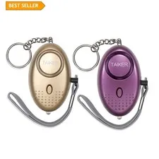 LED Personal Alarm Keychain 140DB - Perfect Safety Companion in Gold & Purple