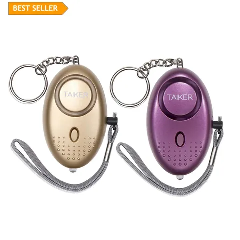 LED Personal Alarm Keychain 140DB - Perfect Safety Companion in Gold & Purple