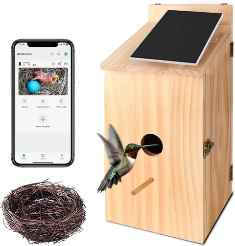 Smart Bird House with Camera Solar Powered, 1080P HD Wireless Outdoor Bird House